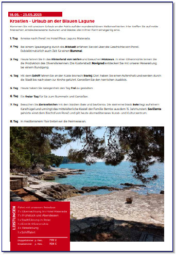 18.05. - 25.05.2025 Kroatien - Urlaub an der Blauen Lagune
