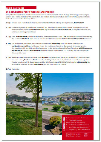 28.08. - 02.09.2025 Die schnsten fnf Flsse Deutschlands